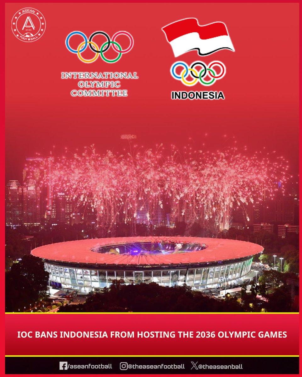🚨 The International Olympic Committee (IOC) has officially suspended all dialogue with Indonesia 🇮🇩regarding future Olympic hosting bids after the country refused to issue visas to Israeli athletes for the 2025 FIG Artistic Gymnastics World Championships in Jakarta.

#IOC