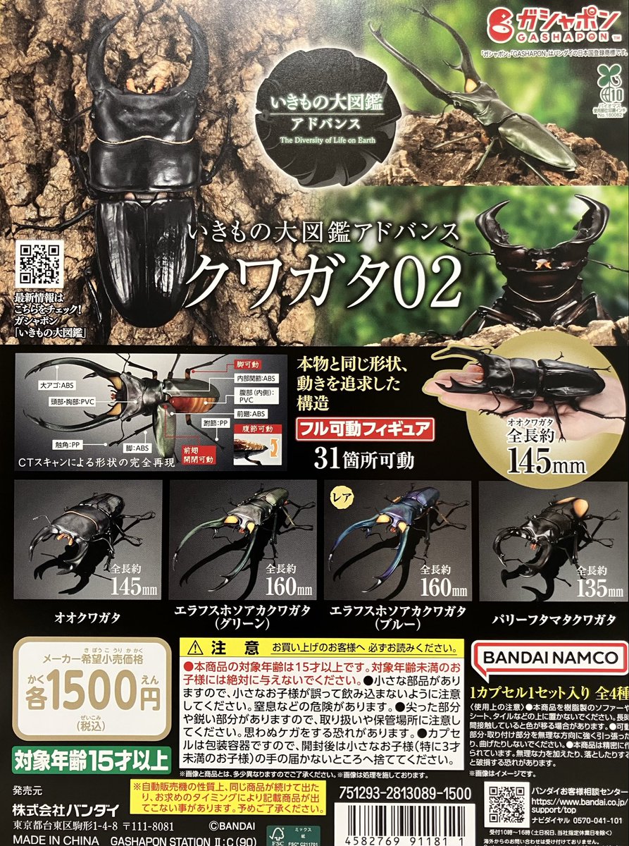 ⚠️完売情報⚠️ △いきもの大図鑑アドバンス クワガタ02 完売致し