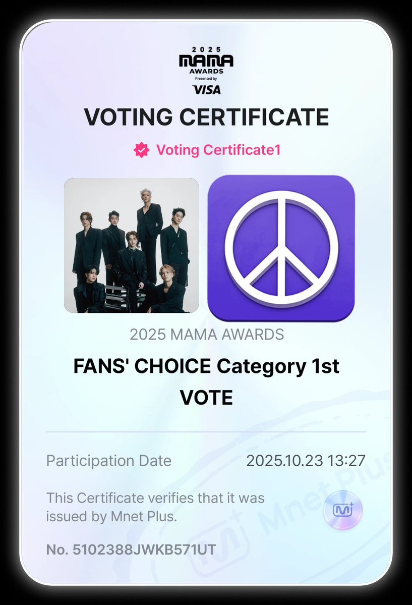 2025.10.23
VOTE #2025MAMAVOTE
🏆Fans' Choice Male 
#21  #GOT7 

3 วันปิดโหวต!  ฝากอกซ.ทุกคนที่ให้งาน FB ,IG ช่วยกันกระจายข่าวงานโหวตด้วยนะคะ มาพากัซเข้าท้อป20 กันค่ะ 
❗อันดับปัจจุบัน GOT7 ไม่ปลอดภัย❗

Mnet Plus= 90% 
Hashtag=10% ( Post/ RT)
