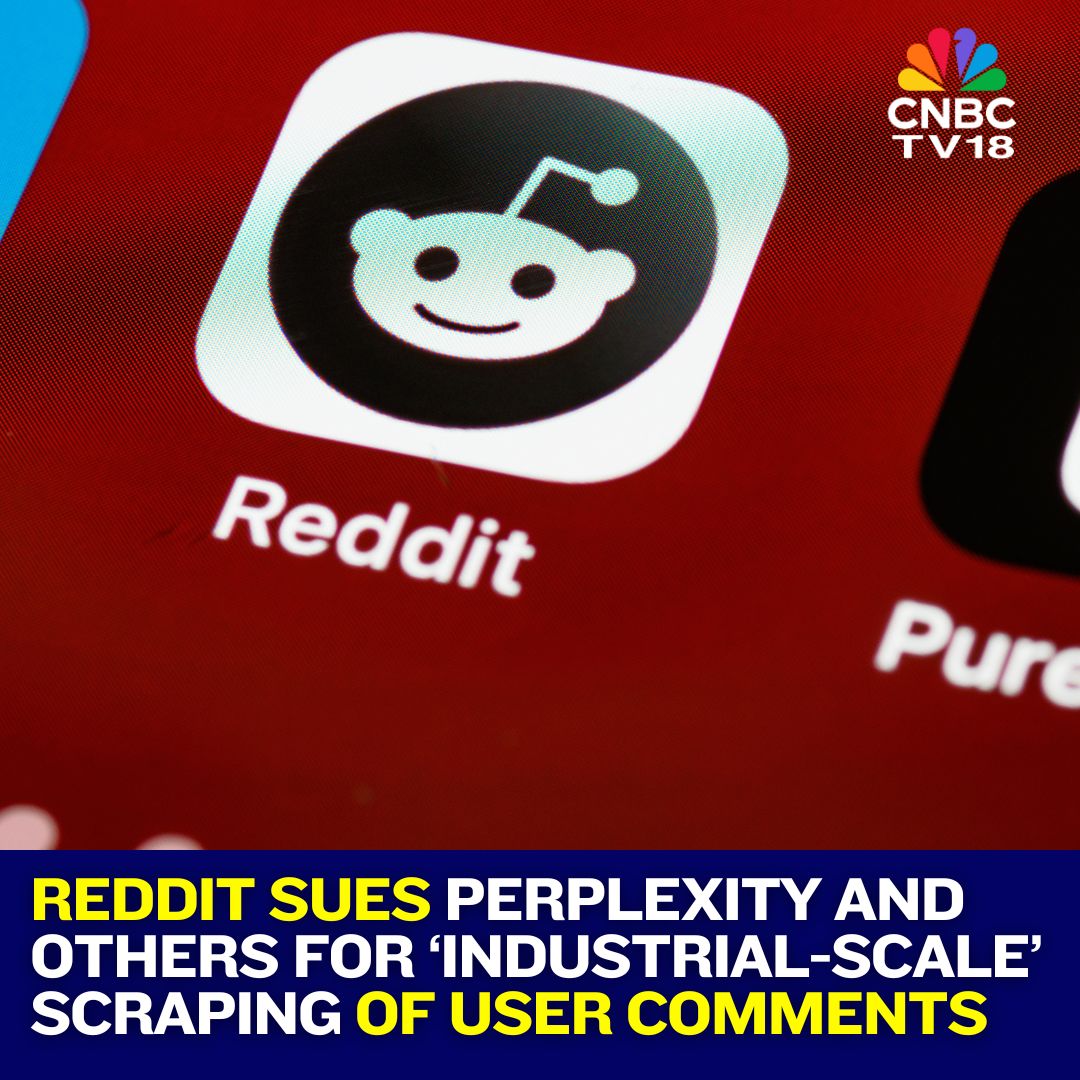 CNBCTV18News's tweet photo. Social media platform #Reddit sued the artificial intelligence company #PerplexityAI and 3 other entities, alleging their involvement in an “industrial-scale, unlawful” economy to “scrape” the comments of millions of #RedditUsers for commercial gain.

Read: https://t.co/rx3MTmQvNN