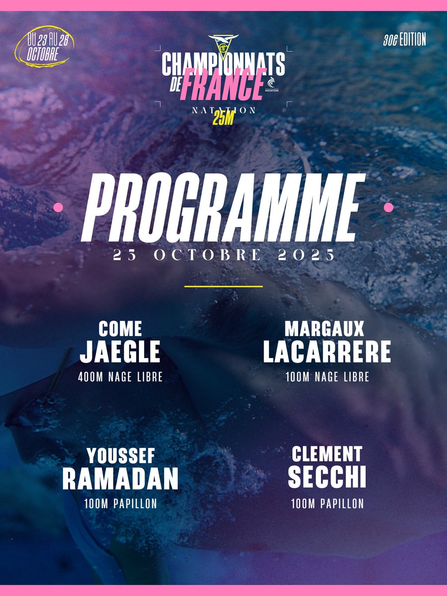 CNMarseille's tweet photo. 🇫🇷 𝗖𝗵𝗮𝗺𝗽𝗶𝗼𝗻𝗻𝗮𝘁𝘀 𝗱𝗲 𝗙𝗿𝗮𝗻𝗰𝗲 𝗡𝗮𝘁𝗮𝘁𝗶𝗼𝗻 𝟮𝟱𝗺 🇫🇷

👉 Découvrez le programme de ce 1er jour de la compétition.

🤍💛 𝗔𝗟𝗟𝗘𝗭 𝗟𝗘 𝗖𝗘𝗥𝗖𝗟𝗘 🤍💛 https://t.co/cu0gQ1BH3r