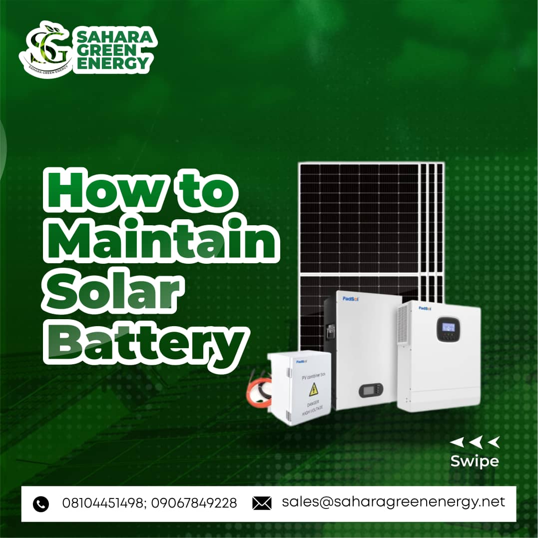 saharagreenEN's tweet image. Here is how you maintain your solar batteries
To get yours from @sahara_green1, send a DM
We would be happy to assist you
#solarenergy #batteries #maintainable