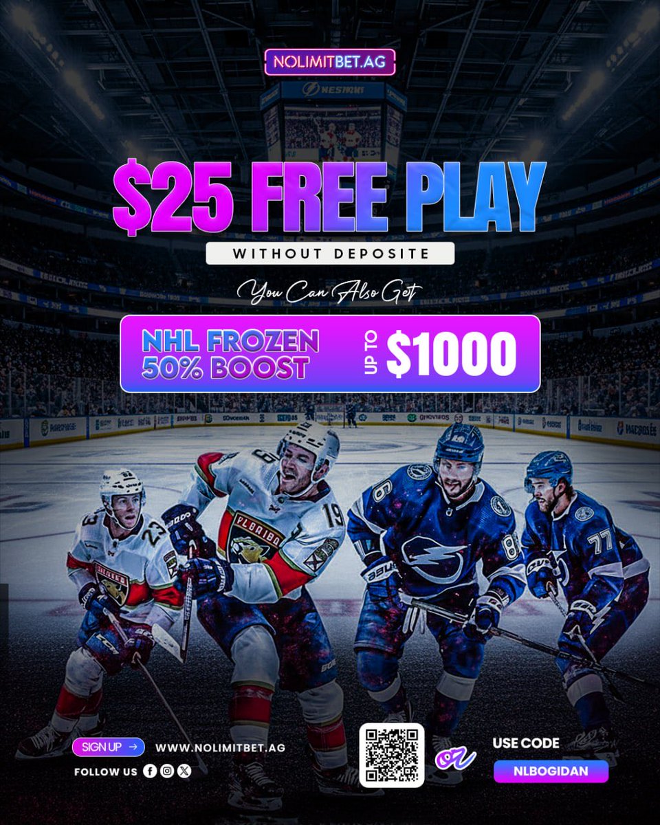 OgidanAyodeji1's tweet photo. ๐ Get in the Game with $25 FREE PLAY! ๐ฅ
No deposit needed โ just pure action on the ice! โ๏ธ
Plus, score the NHL Frozen 50% Boost up to $1000 for even bigger wins! ๐ฅ
๐ฏ Use code: NLBOGIDAN
๐ Join now: https://t.co/ducPpYslBk
#NoLimitBet #NHLBonus #FreePlay #Frozen50 https://t.co/24KlQjBJDk