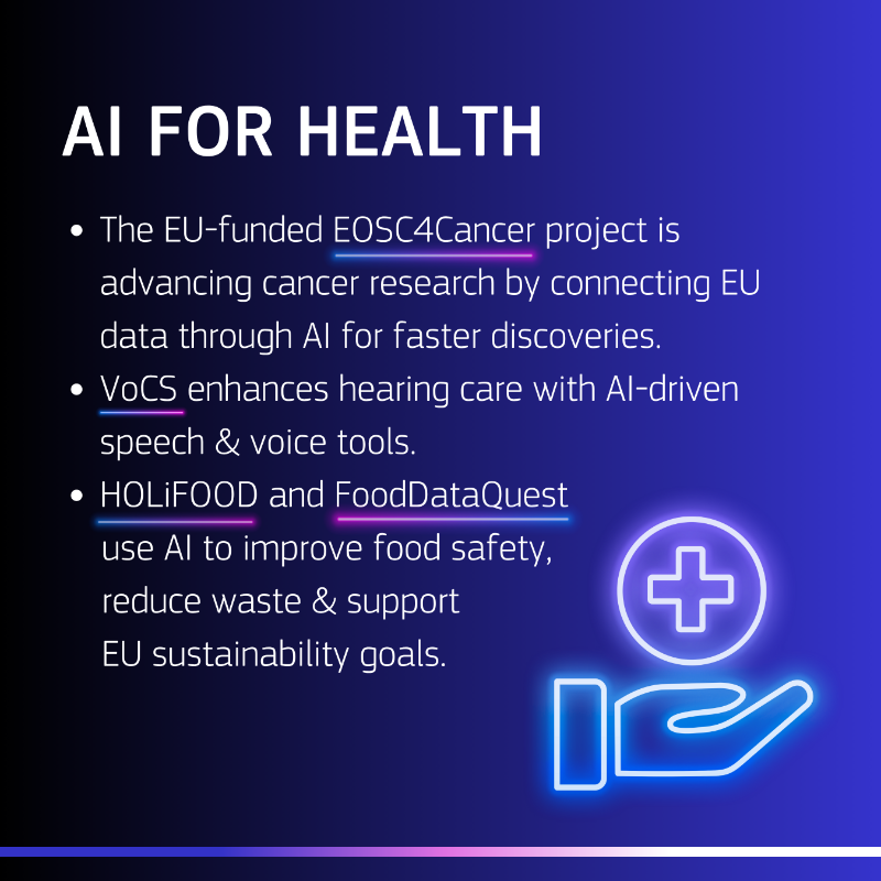 REA_research's tweet photo. Good AI needs science - and science thrives on good AI. 

Over 1,200 EU-funded projects have received €1.7 billion through #HorizonEU and Horizon 2020, advancing and using AI in health, environment or democracy research, among other areas.