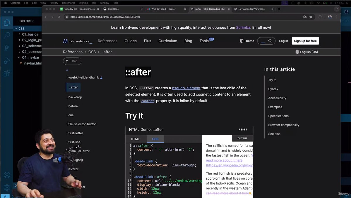codeXninjaDev's tweet image. Day 12 of #WebDevTortoiseChallenge 🐢 by
@ChaiCodeHQ @Hiteshdotcom 
Studied CSS Box Model content-box, border-box, padding, margin & layout flow! Learned inline vs block + basics of position: relative & absolute. Built a Navbar using ::after & :hover::after hover effects 💻🔥