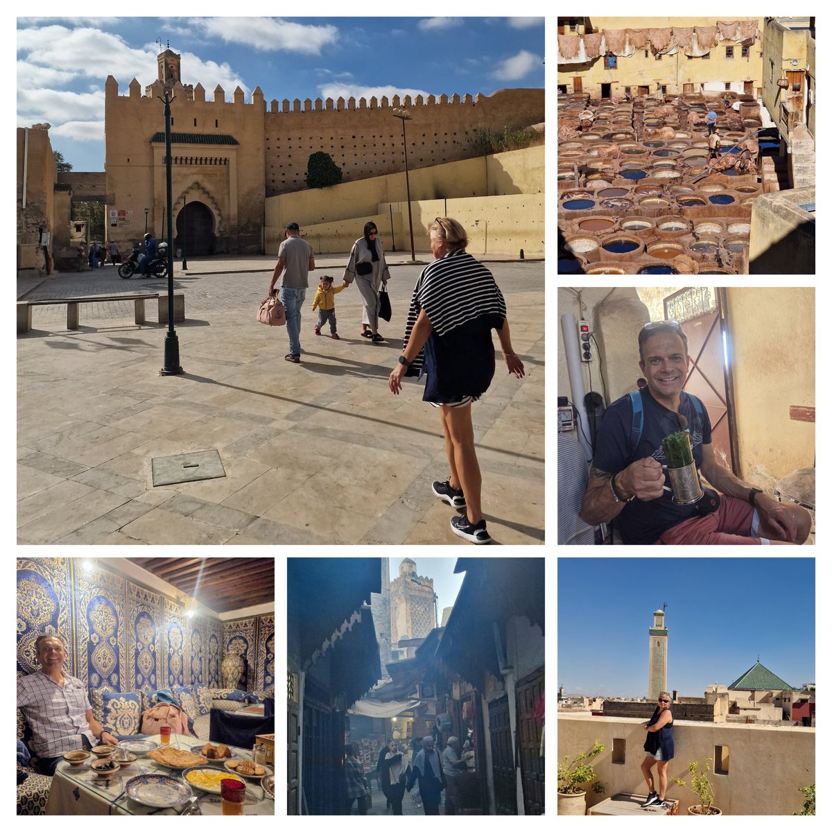 Poulters40's tweet photo. Arrived in Fes, Morocco 🇲🇦. Staying in a wonderful riad in the heart of the bustling medina!
So much going on around you &amp; its easy to get lost. The Chouara tannery was amazing to see even with the pungent aroma!

#Fes
#Morocco
#traveling
#minttea https://t.co/hubEVmCReL