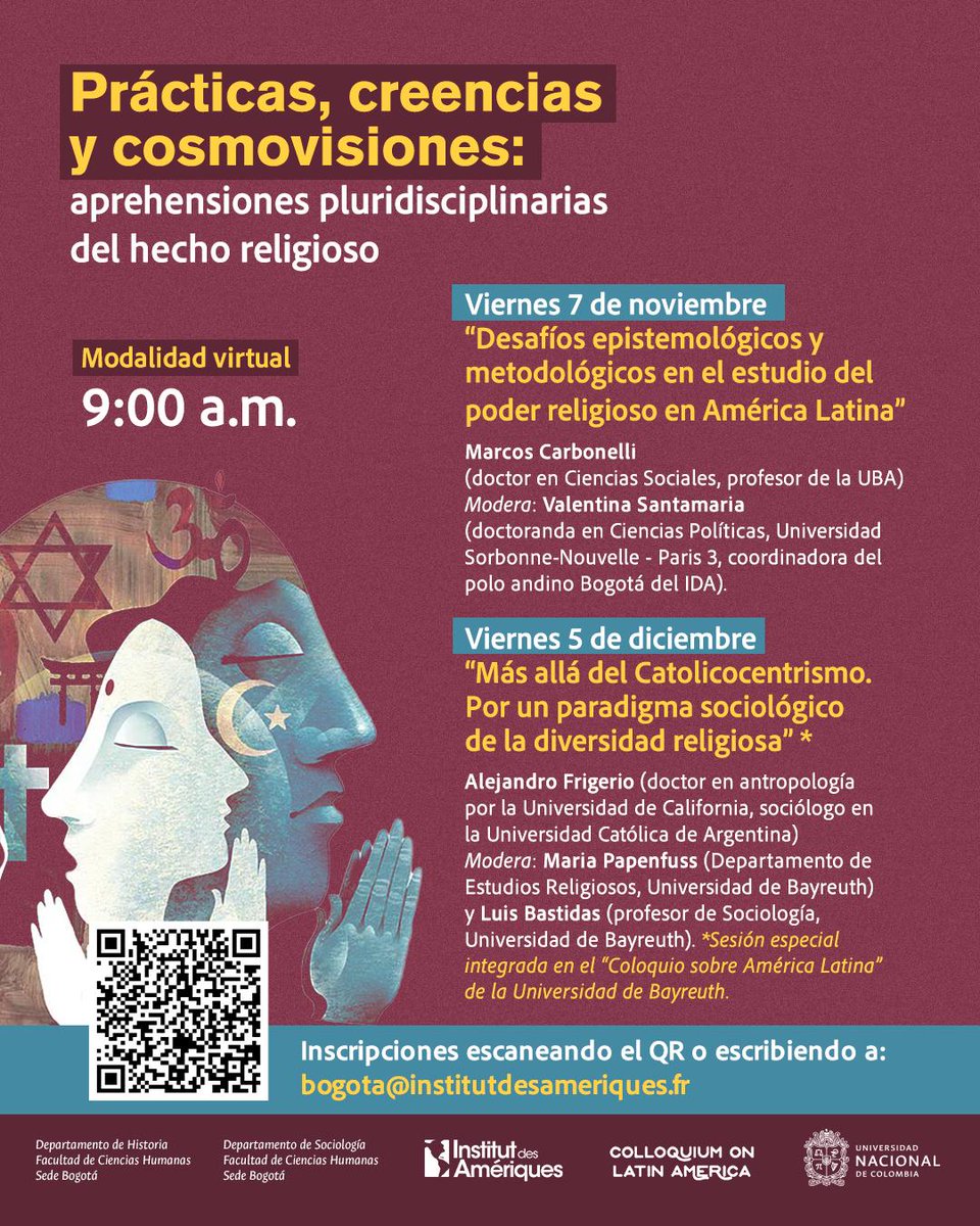 AFSR_Religions's tweet image. Deuxième cycle du séminaire "Pratiques, croyances et cosmovisions"  (entièrement à distance)

Plus d'informations : institutdesameriques.fr/agenda/deuxiem…