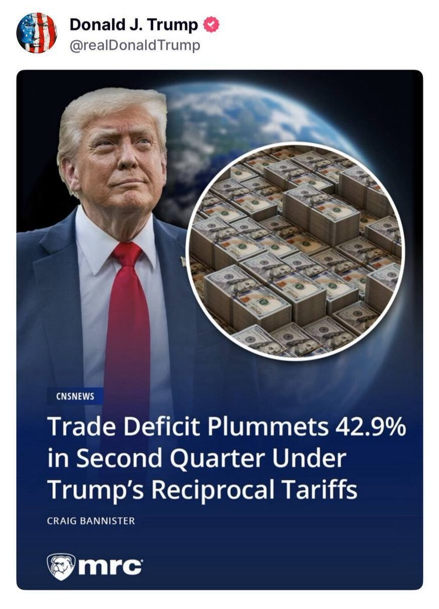 【米国🇺🇸貿易赤字半減‼️】

トランプ大統領の関税のおかげで、他国との貿易赤字はほぼ50％減少しました！！

以前は、私たちが他国から買っている量の方が、彼らが私たちから買っている量よりずっと多かったのです…しかし、もうそんなことはありません！！

つまり、仕事が増えるということです！