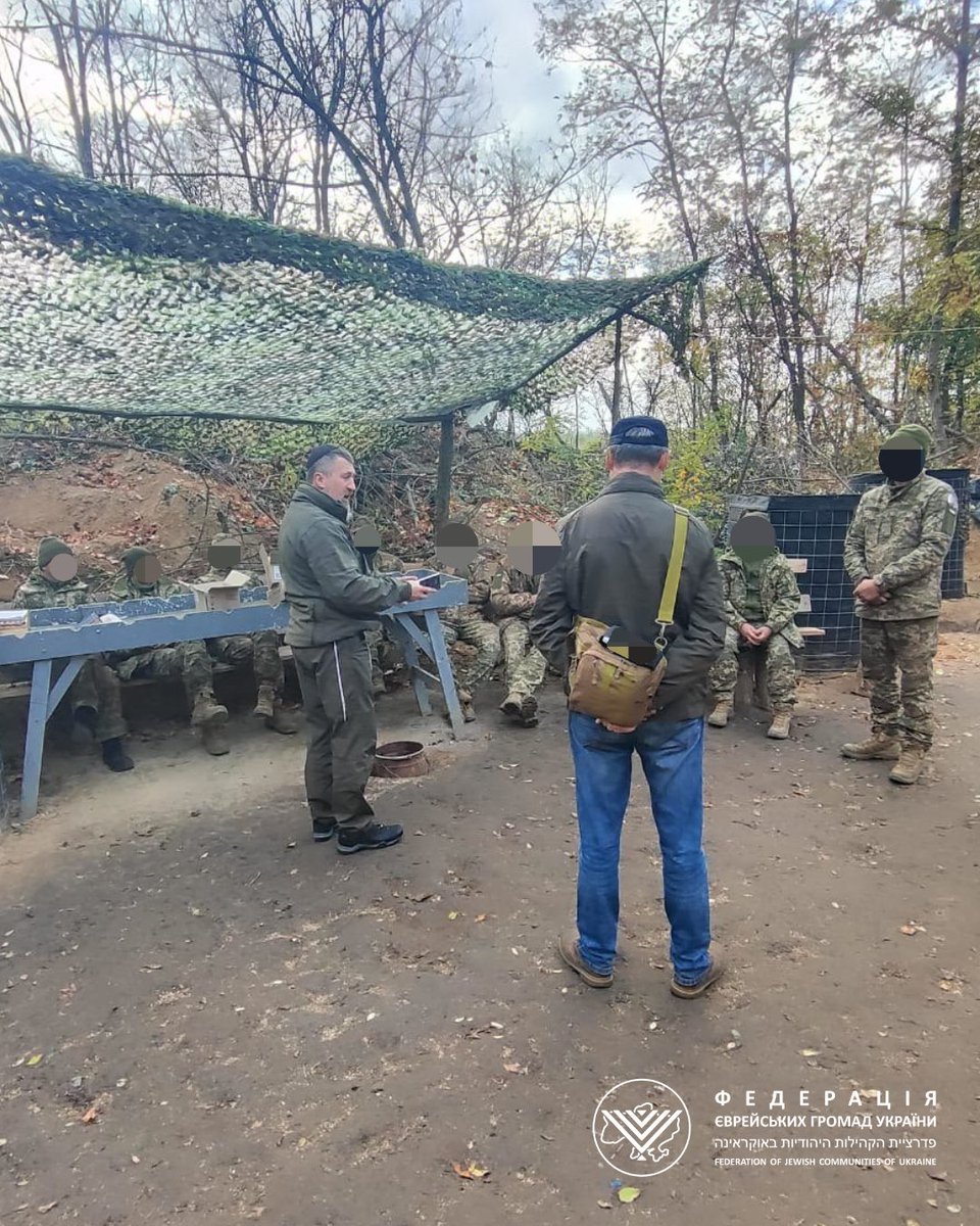 FJCU's tweet image. Yaakov Synyakov, the #chaplain of the #FJCU has recently visited positions held by the Ukrainian Armed Forces, providing soldiers with spiritual, psychological, and material support.
