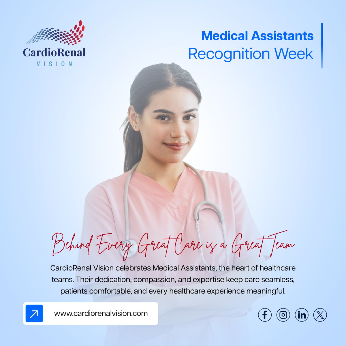 CardiacVision's tweet image. #CardioRenalVision #celebrates #MedicalAssistants recognizing their vital role as the #heart of #healthcare teams With dedication compassion and expertise they ensure care patients feel comfortable and every #healthcare experience is meaningful and supportive.
#cardiorenalvision