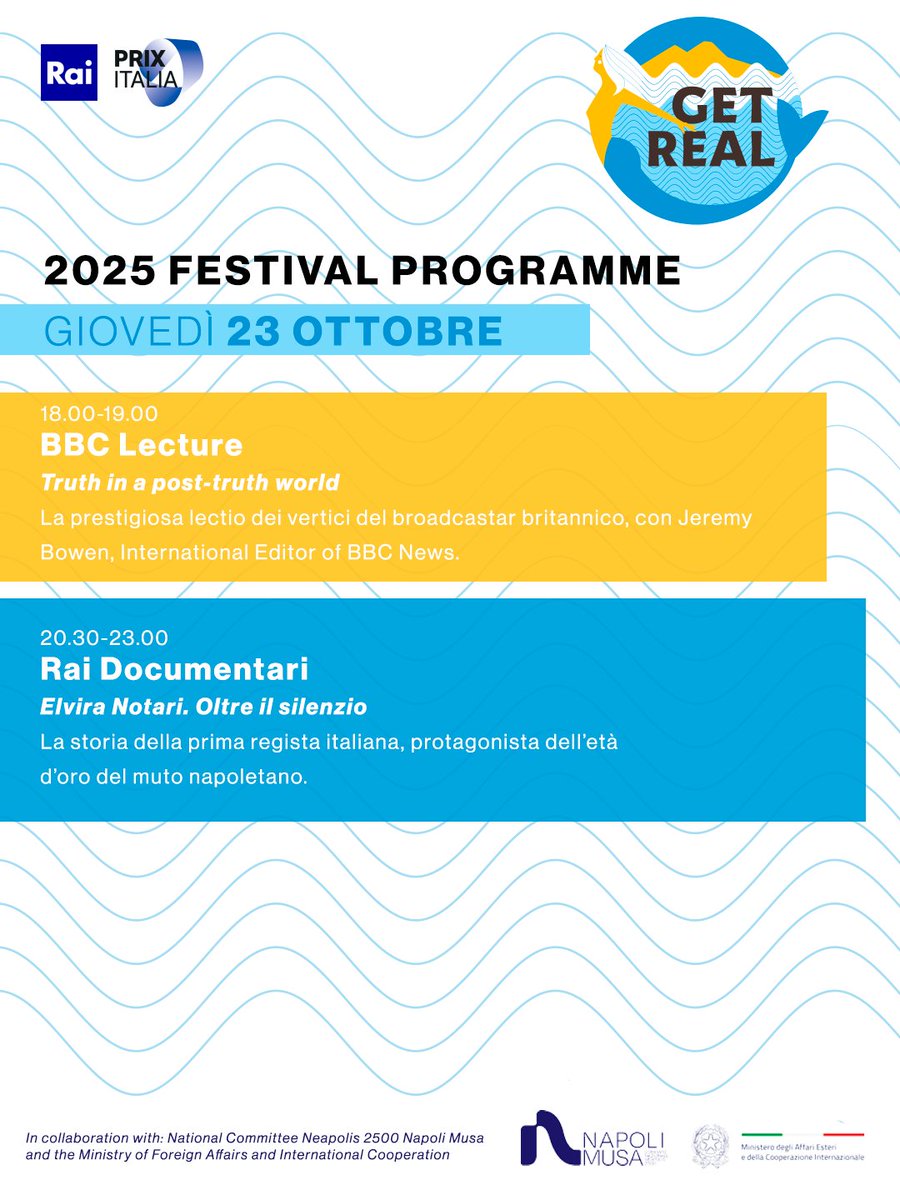 • Quarta giornata al Prix Italia 2025 •

Scopri il programma ⬇️

#PrixItalia2025 #GetReal