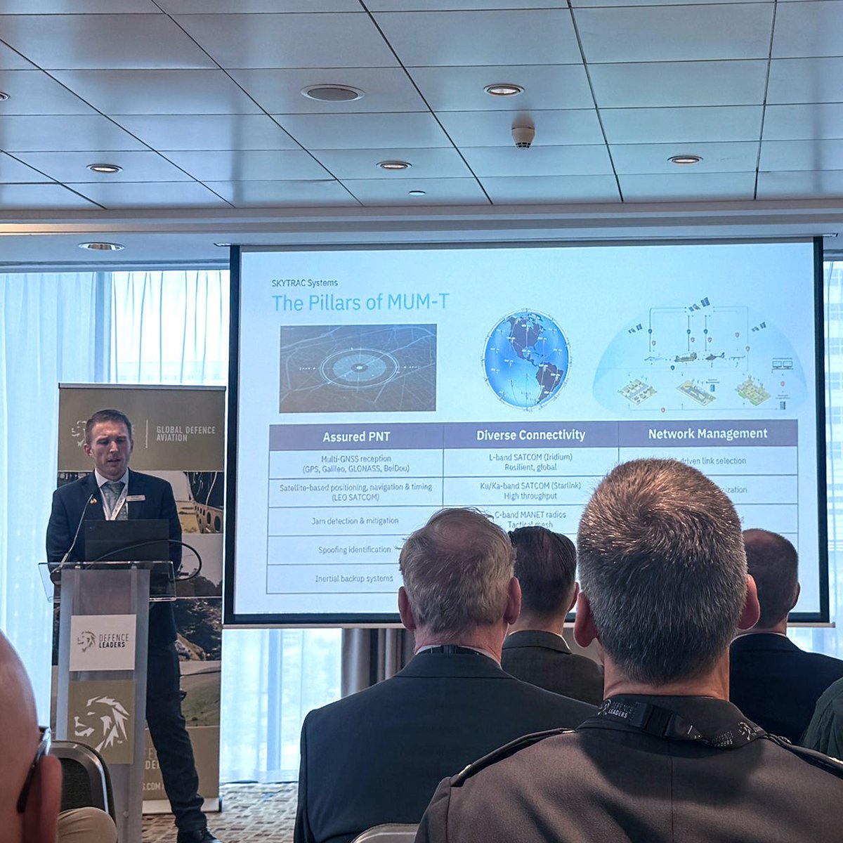 Final day at GDA 2025! ✈️

Yesterday, our Director of Business Development, Jeff Sherwood gave a presentation on how SKYTRAC is advancing MUM-T through connectivity and network management. 

Visit us at Booth 40 before the show wraps up!
