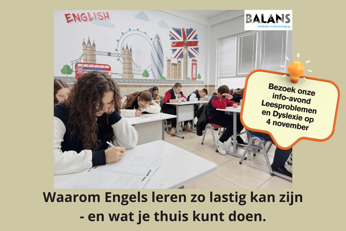 📚 Lezen is al lastig genoeg… en dan komt Engels erbij.
balansdigitaal.nl/engels-leren-v…

Meer weten over leesproblemen en dyslexie?
Aanmelden en info: eventbrite.com/e/tickets-info…

#Dyslexie #Leesproblemen #EngelsLeren #Balans #Ouders #Leerkrachten #Informatieavond #DenHaag #Leiden #Delft