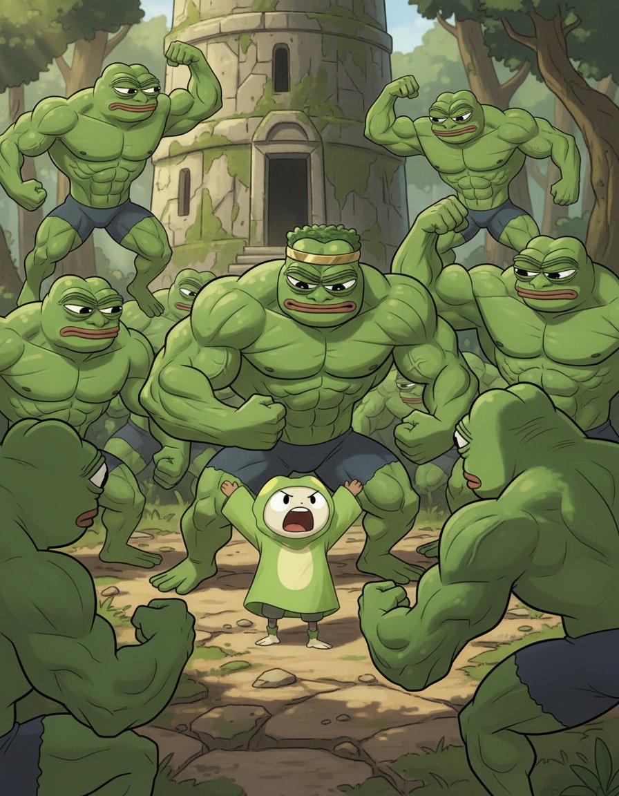 BabelOnSolana's tweet photo. BATTLE 18 - CHAD PEPES CHALLENGE: Chad Pepes. Ultra-buff green frog warriors. Peak specimens. Babel matches their strength then surpasses it. Tower training beats gym training. Tower wins.
#BabelsPepeWar #BlockchainWar #ThereIsRoomForAll https://t.co/okxoUXRSuu