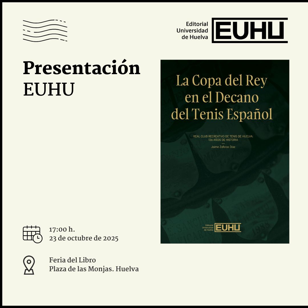 🎾📖 Hoy a las 17h en la Feria del Libro de Huelva :
Presentamos “La Copa del Rey en el Decano del Tenis Español” de Jaime Zaforas Díaz, junto a la Vicerrectora Joaquina Castillo.

Una obra imprescindible sobre los 136 años de historia del Real Club Recreativo de Tenis de Huelva.