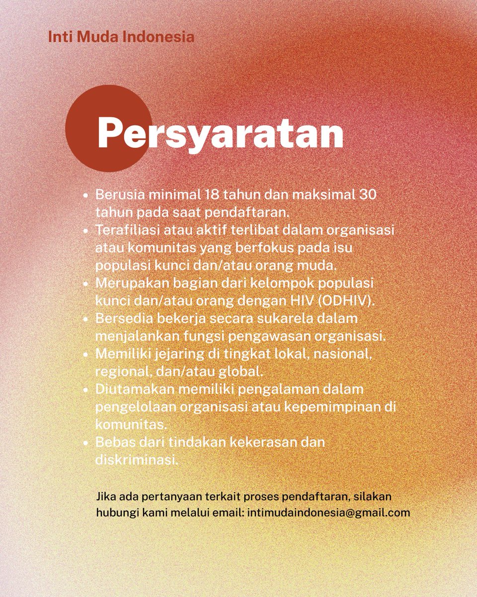 Ayo gabung bersama Inti Muda Indonesia menjadi Dewan Pengawas periode 2025-2028!

Cek persyaratan pada postingan berikut dan segera daftarkan dirimu pada link berikut: bit.ly/4732WVr

Batas waktu pengisian formulir pendaftaran sampai dengan 02 November 2025.