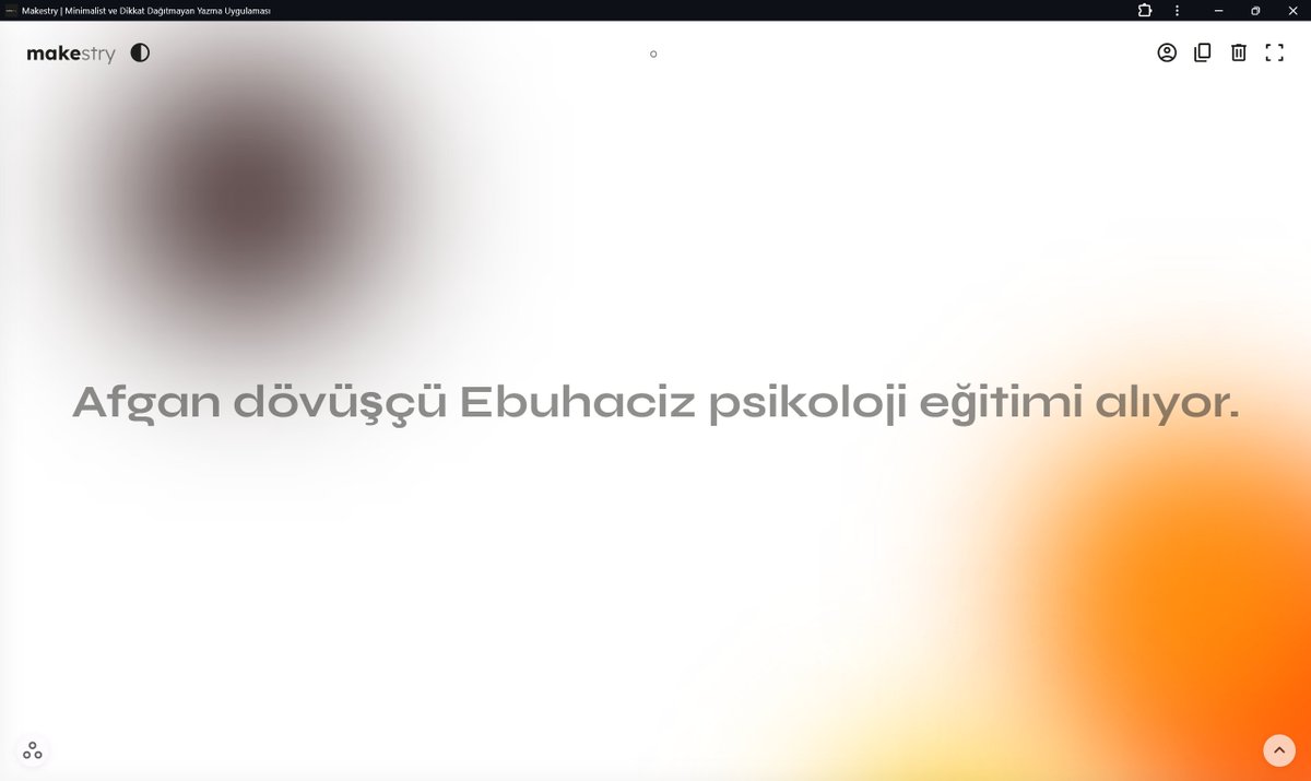 Makestry.app şu sıralar stabil olarak çalışıyor. 11 üyemiz var. Üye olmanın avantajı ise notlarınızı istediğiniz kadar saklayabilmeniz. Notlarınız, öyküleriniz, makale taslaklarınız, kod taslaklarınız vs. Sol alttaki butondan açılan not çantasında durur hepsi. Üye