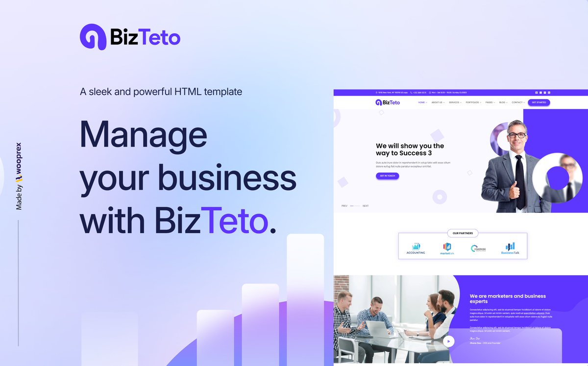 wooprex's tweet image. Bizteto by Wooprex is your go-to Premium Website Template for startups, SaaS, and agencies. Showcase your team, launch products, and grow your business with a modern, fast, and fully customizable site! #Bizteto #WebDesign #Bootstrap5 #DigitalAgency