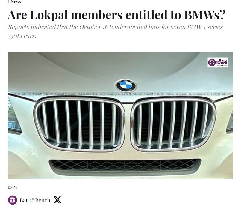 Many are angry that #Lokpal of #India has floated a tender for 7 #BMW 330Li cars. I understand the sentiment — an anti-corruption body seeking luxury cars feels uncomfortable. But let’s also understand the law.

Under Section 7 of the Lokpal Act, 2013, the Chairperson and Members