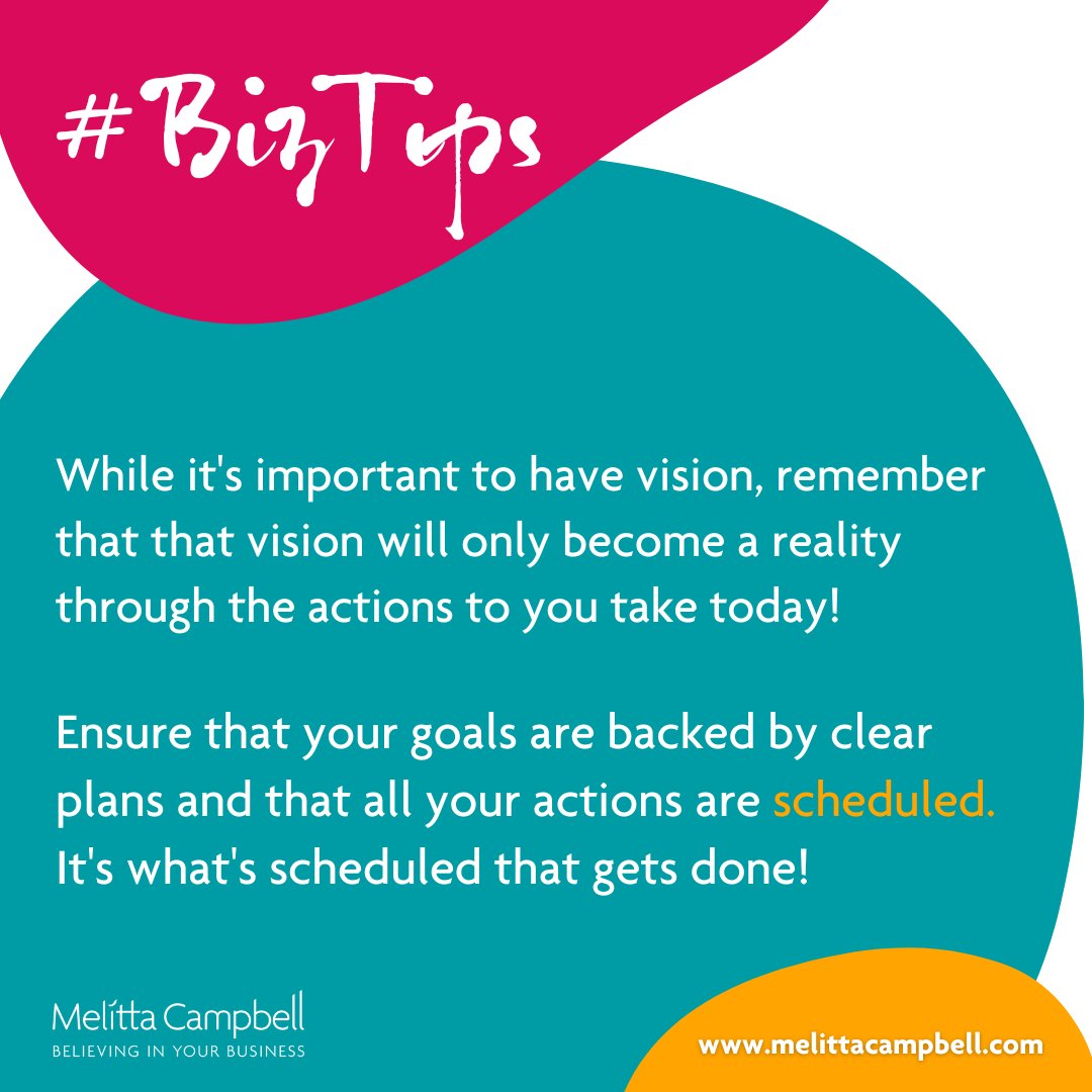 DFE_podcast's tweet image. While it&apos;s important to have vision, remember that vision will only become a reality through the actions you take today!
.
Ensure that your goals are backed by clear plans and that all your actions are scheduled. It&apos;s what&apos;s scheduled that gets done!
.
#bizTips #TuesdayTips