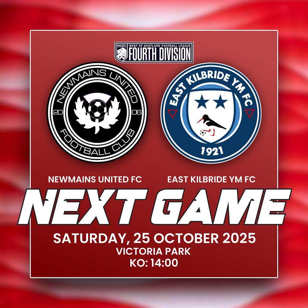We Are Back At Victoria Park On Saturday For Our First Ever Visit Of <a href="/EKYM_FC/">East Kilbride YM FC</a> 

Admission Prices Are: 

Adults £6
Concessions (over 65’s &amp; 13-15 year olds) £4
Kids (under 13’s) £1 

Please Note All Under 13’s MUST Be Accompanied By An Adult. Any Kids Without An Adult Will Be