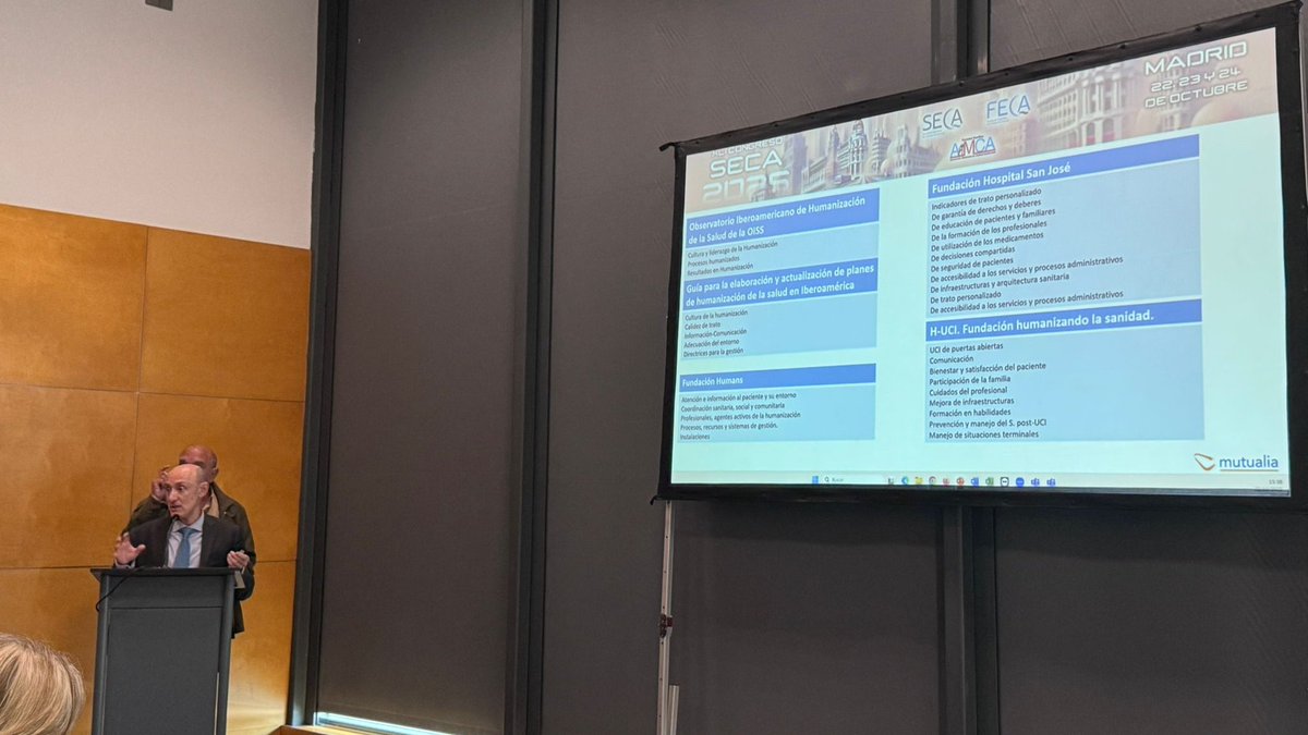 📌Congreso #SECA25 
🗣️Miguel Ulibarrena, Director de Gestión Sanitaria y Asistencia Sanitaria Externa:
"Personalización de la asistencia sanitaria en Mutualia"
☑️Estándares #humanización
☑️Nuestra experiencia
☑️Estándares propuestos
#calidadasistencial #segpac
<a href="/fundacionhumans/">@fundacionhumans</a>