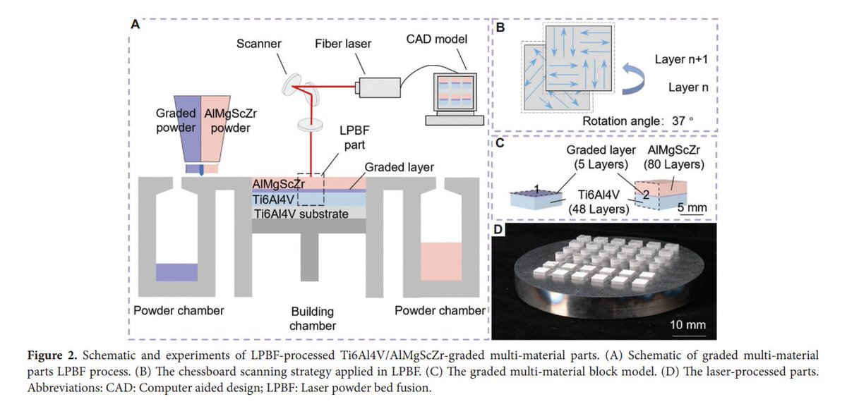 MSAM_ASP's tweet image. 🌟 Editor's Pick
Prof. Dongdong Gu’s group (NUAA) explores graded Ti6Al4V/AlMgScZr multi-materials fabricated via Laser Powder Bed Fusion (LPBF).
🔗 doi.org/10.36922/msam.…
#AdditiveManufacturing #LPBF #FunctionallyGradedMaterials #TitaniumAlloy #MaterialsScience