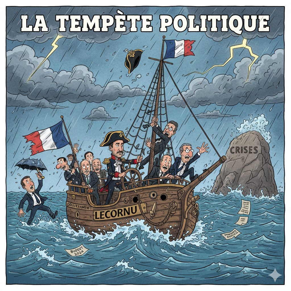 #tempête #Benjamin #gouvernement #lecornu Le gouvernement affronte les tempêtes 😊 (image générée par Gemini)