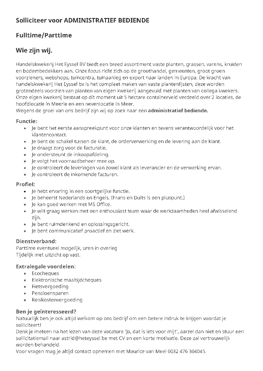 Op zoek naar leuk werk? Hier een mooie kans bij Handelskwekerij Het Eyssel in Meerle (B) . Meer vacatures via treeport.eu/vacaturesensta… #boomteelt #boomkwekerij #vacature #vacatures #vacaturebreda