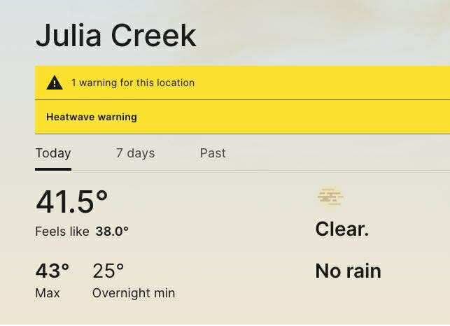 Dear <a href="/BOM_Qld/">Bureau of Meteorology, Queensland</a> your new site is terrible. 

And for the record, I can attest that it does not feel like 38 in Julia Creek... 

Feels considerably hotter than that.