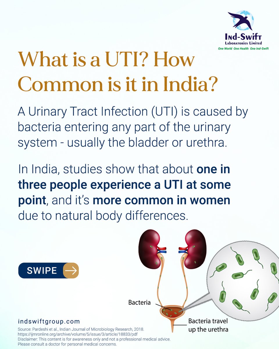 indswiftlabs's tweet image. Urinary Tract Infections (UTIs) - especially in women - but early care and simple hygiene steps can make a big difference.

🌐 Visit us: indswiftgroup.com
📌 Follow us: Facebook | LinkedIn | Twitter | Instagram

#UTIAwareness #WomensHealth #IndSwiftGroup #IndSwiftLabs
