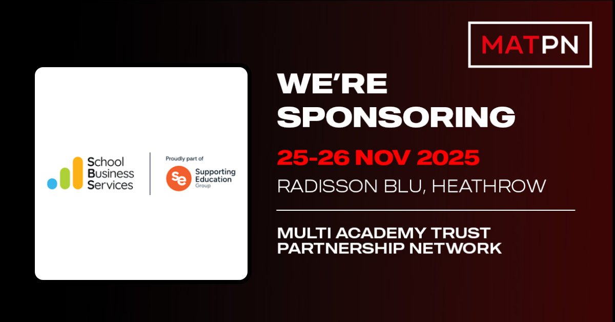 We’re excited to announce that School Business Services will be exhibiting at two key MAT events!
 
📅 MAPTN Finance – 4th November
 
📅 MATPN South – 25th–26th November
 
We can’t wait to connect and share insights with colleagues across the sector. See you there!
 
#SBS #MATPN
