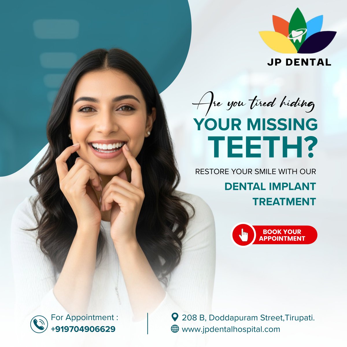 jp_dental_tpt's tweet image. 𝐉𝐏 𝐃𝐞𝐧𝐭𝐚𝐥  𝐀𝐝𝐯𝐚𝐧𝐜𝐞𝐝 𝐃𝐞𝐧𝐭𝐚𝐥 𝐈𝐦𝐩𝐥𝐚𝐧𝐭 𝐓𝐫𝐞𝐚𝐭𝐦𝐞𝐧𝐭𝐬 
📞𝐅𝐨𝐫 𝐀𝐩𝐩𝐨𝐢𝐧𝐭𝐦𝐞𝐧𝐭:+919704906629
📍:208 B, Opp. Vinayaka Swamy Temple, Doddapuram Street, Tirupati.
🌎𝐖𝐞𝐛𝐬𝐢𝐭𝐞: jpdentalhospital.com
h #teethtransformation #smile #elders