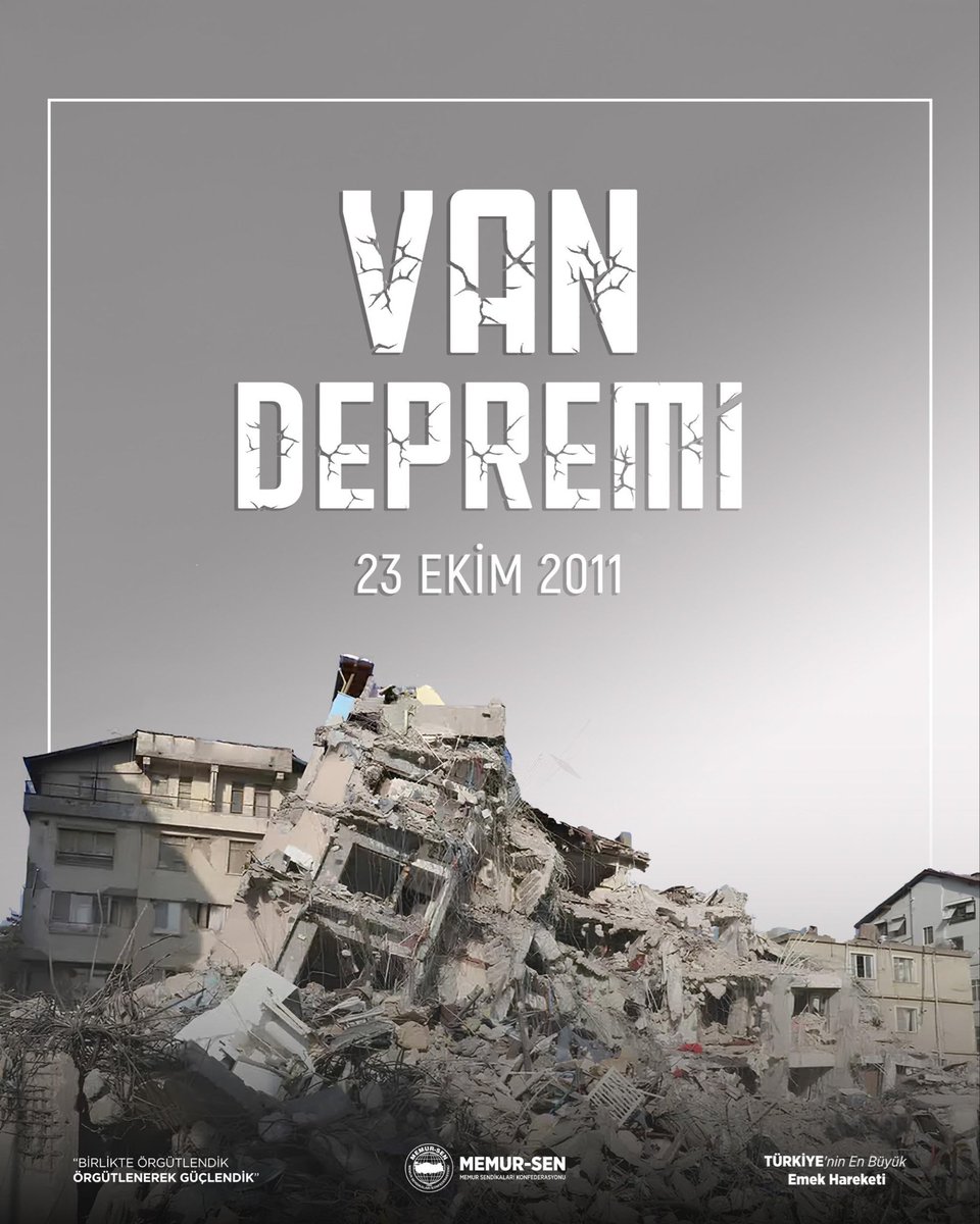 2011 Van Depremi’nde kaybettiğimiz vatandaşlarımızı rahmetle anıyoruz.
Depremin ardından sergilenen dayanışma, milletimizin en büyük gücüydü.
Unutmadık, unutturmayacağız; tedbirle, bilinçle, birlikle geleceğe yürüyeceğiz.

#VanDepremi #Unutmadık