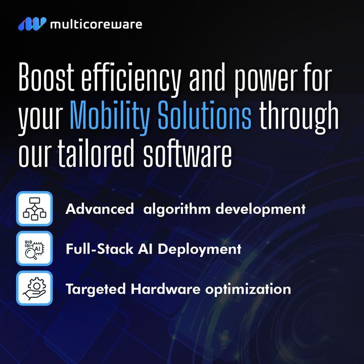 MulticoreWare's tweet image. At the intersection of innovation and expertise, we craft AI solutions tailored for the unique demands of mobility and transportation. 
Explore more: multicorewareinc.com/what-we-do/aut…
#AutonomousMobility #EmbeddedSoftware #RTOSPorting #SensorFusion #SmartTransportation #MulticoreWare