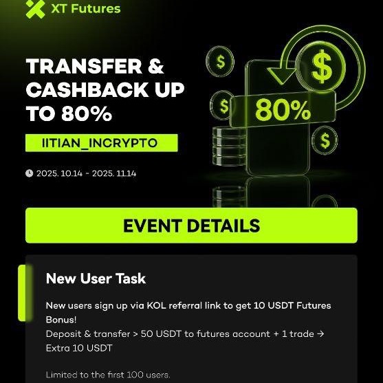 💥 XT.com Big Offer For Our Community!!! 💥

🎁 New User Rewards:
▶️ Sign up via KOL referral link to get 10 USDT Futures Bonus!
▶️ Deposit &amp; Transfer &gt; 50 USDT to Futures Account + 1 Trade → Extra 10 USDT!

🗓 Till 15 Nov
(Limited to the first 100 users only)