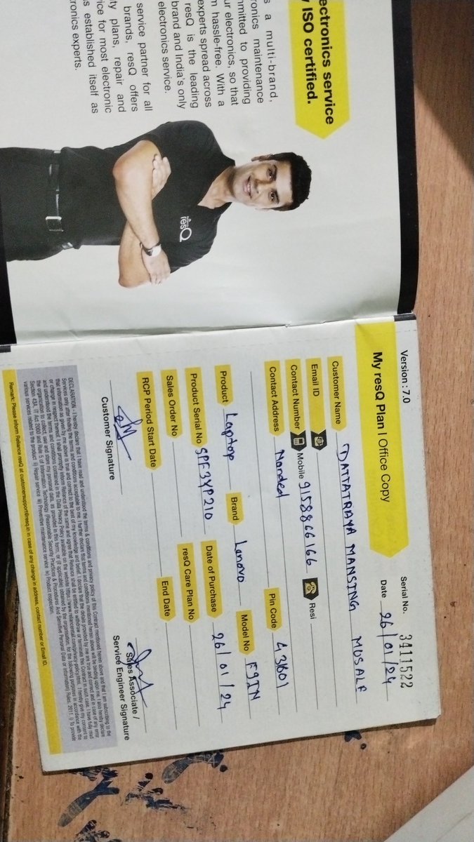 dhirumusale26's tweet image. @RelianceDigital - Cheated at Nanded! Lenovo Yoga Slim 7i Pro Jan 2024, 3-yr warranty lied as "all covered." Battery dead in 8 months, only 1-yr warranty! Complaints ignored. Tell truth! Fix it! #RelianceDigitalFail #WarrantyScam