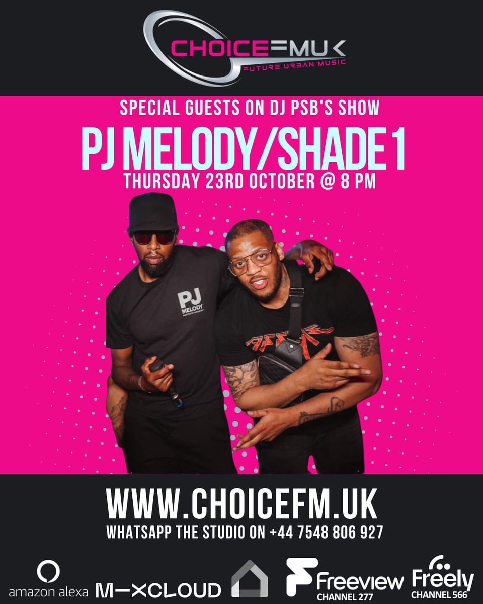 TONIGHT Catch Myself and the Bro’s debuting on <a href="/choicefmuk/">ChoiceFMUK (OFFICIAL)</a> for a special guest mix on the <a href="/dj_psb/">David James</a> show.

from 8pm. 

Listen Via ⤵️

Online - choicefm.uk 

Freeview Channel: 277

Studio Line: +44 7548 806 927

#TheCollective connoisseur of music