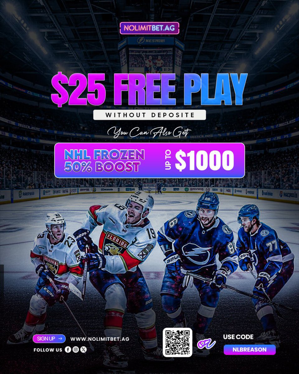 FOR_A_REASONS's tweet photo. ๐ Get in the Game with $25 FREE PLAY! ๐ฅ
No deposit needed โ just pure action on the ice! โ๏ธ
Plus, score the NHL Frozen 50% Boost up to $1000 for even bigger wins! ๐ฅ
๐ฏ Use code: NLBREASON
๐ Join now: https://t.co/rikFeDeO9D
#NoLimitBet #NHLBonus #FreePlay #Frozen50 #Hockey https://t.co/VYbd1MjNpA
