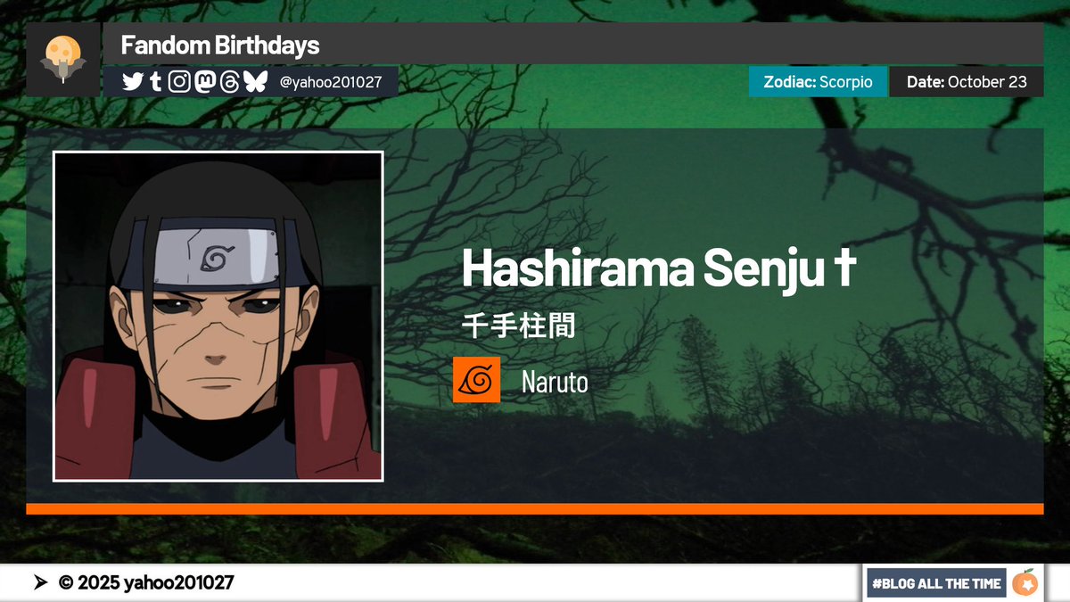 Happy Birthday to one of the members of the Senju Clan alongside his brother Tobirama, longtime friend to Madara Uchiha, also the co-founder of the Hidden Leaf, and the First Hokage, the Naruto character of Hashirama Senju. #Naruto #Shippuden #Anime #FandomBirthdays