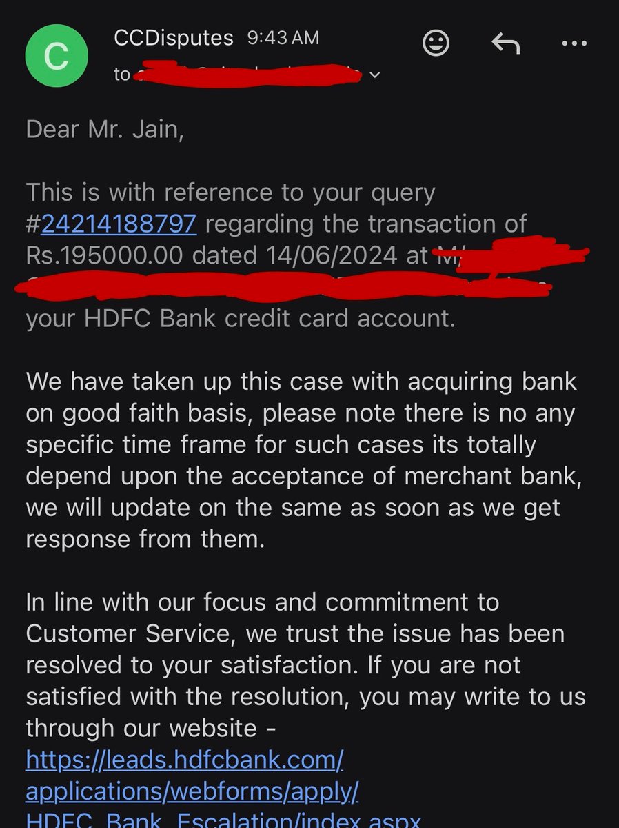 aj950's tweet photo. @HDFCBank_Cares @HDFC_Bank It is brought to my attention that HDFC BANK is acquiring bank. 

I have received numerous responses from HDFC BANK stating that they are waiting for response from acquiring bank. 

Who are you fooling?

@HDFC_Bank @HDFCBank_Cares https://t.co/7eNrzmItmi
