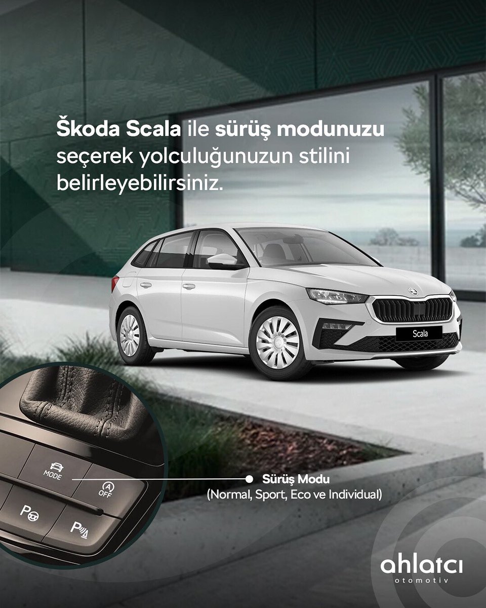 ahlatciotomtv's tweet image. Yüksek teknoloji ile donatılan ve premium donanım seviyesinden itibaren standart olarak sunulan Škoda Scala'nın Sürüş Modu özelliği ile sürüş karakterinizi dilediğiniz konseptte belirleyebilirsiniz.
#AhlatcıOtomotiv #Skoda #Scala #SürüşModu #Yolculuk