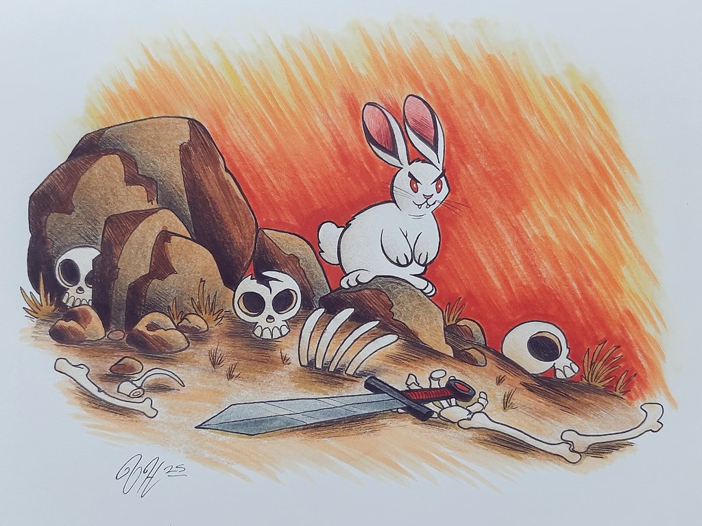 VictorCarv95665's tweet image. We apologise for the fault in the subtitles. Those responsible have been sacked.
#MontyPython #holygrail #rabbit #bunny #Halloween #art #arte #artistsontwitter #Halloween2025 #illustration #artwork #sketchbook