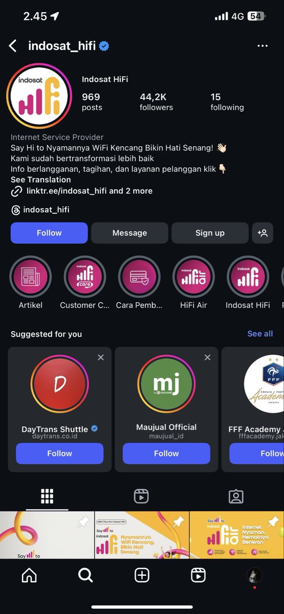 WORST SERVICES!!! Jaringan wifi terburuk! 2 hari sekali internet mati terus! Nunggu teknisi pun bisa berhari2!!!!

Ga guna teknisi datang 2 hari sekali rusak. Komen di ig pun dibatasi. Telp cs cuma suruh nunggu2 doang! SUPER SUCKS!

<a href="/indosat_hifi/">INDOSAT HIFI SURABAYA SIDOARJO</a>  MANTAP!!!! WORST INTERNET EVER!!