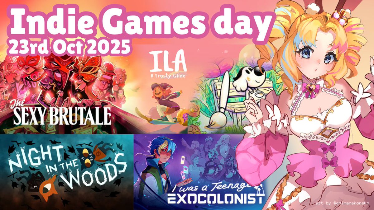 Himetokkii's tweet image. We&apos;ll be playing some indie games today! Seeu!

The Sexy Brutale store.steampowered.com/app/552590/The…

I was a Teenage Exocolonist store.steampowered.com/app/1148760/I_…

Chicory: A Colorful Tale store.steampowered.com/app/1123450/Ch…

ILA: A Frosty Glide store.steampowered.com/app/1560160/IL…

Night in the Woods store.steampowered.com/app/481510/Nig…