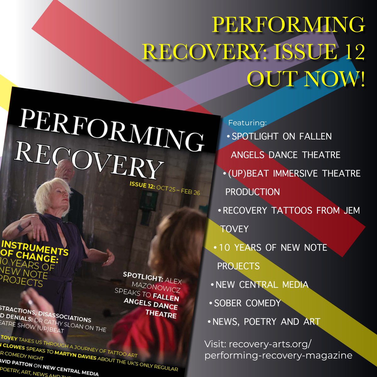 PerfRecovery's tweet image. Issue 12 has landed! Our twelfth step…
In this issue: @FallenAngelsDT @drdavidpatton Speakbeat Collective @fun_sober Jem Tovey Ameet Shah @newnoteorc Daniel Leyton
recovery-arts.org/pr-magazine/62…