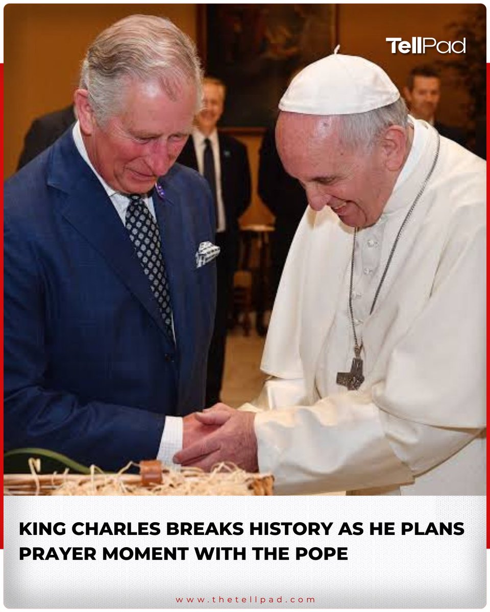 tellpad's tweet image. King Charles and the Pope set to share a historic prayer for peace and humanity.

#KingCharles #PopeFrancis #HistoricMoment #FaithAndUnity #WorldPeace #RoyalNews #TellPad #InterfaithDialogue #GlobalHarmony