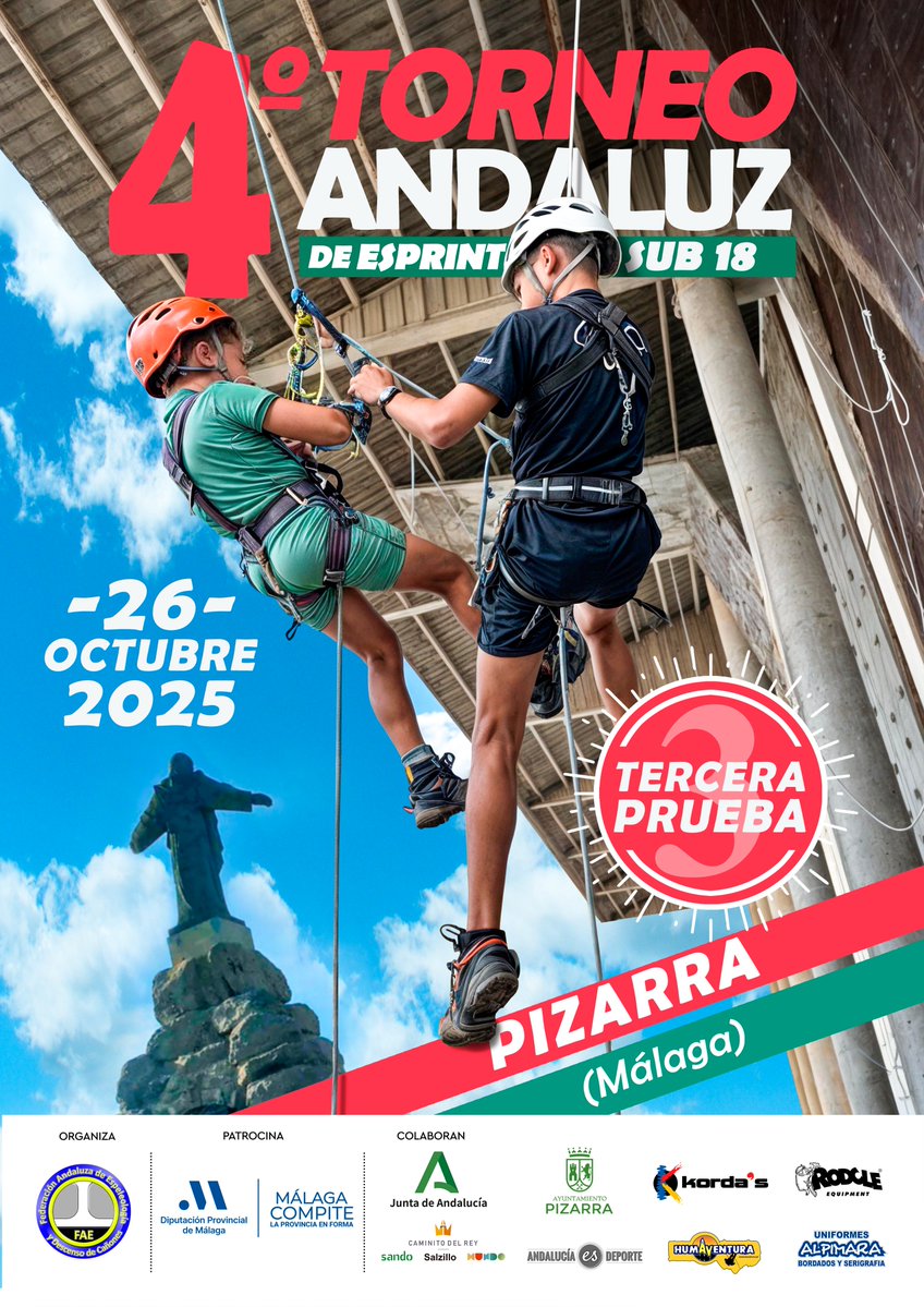 Última prueba 4ª Torneo Andaluz de Esprint, Cub18,  premiaran a los deportistas y clubes campeones de esta prueba 2025
 📍Pabellón Polideportivo de Pizarra"Dani Pacheco"
 ⌛️9:30 h <a href="/DeportesDipMlg/">Diputación de Málaga es Deporte</a> <a href="/Ayto_Pizarra/">Ayto. de Pizarra</a> <a href="/DeporteAndaluz/">Tu Deporte Andaluz</a>   #LaProvinciaEnForma #malagacompite #TorneoClausura