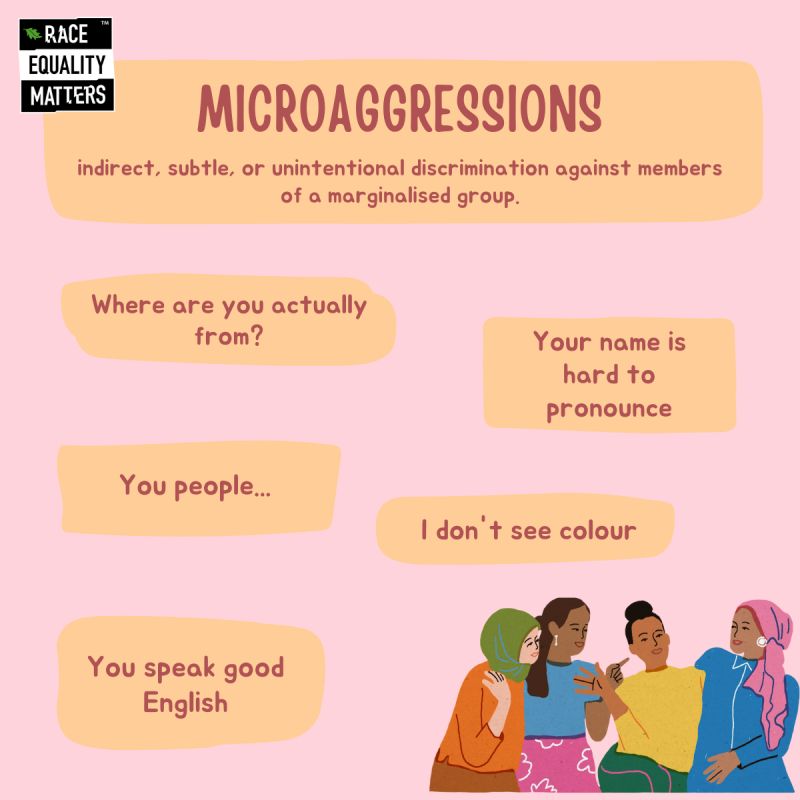 What is a microaggression?💭

➡️ An indirect, subtle, or unintentional discrimination against marginalised group members

To access free resources to tackle race inequality join the REM network: ow.ly/FOav50OHIcS 

#RaceEqualityMatters