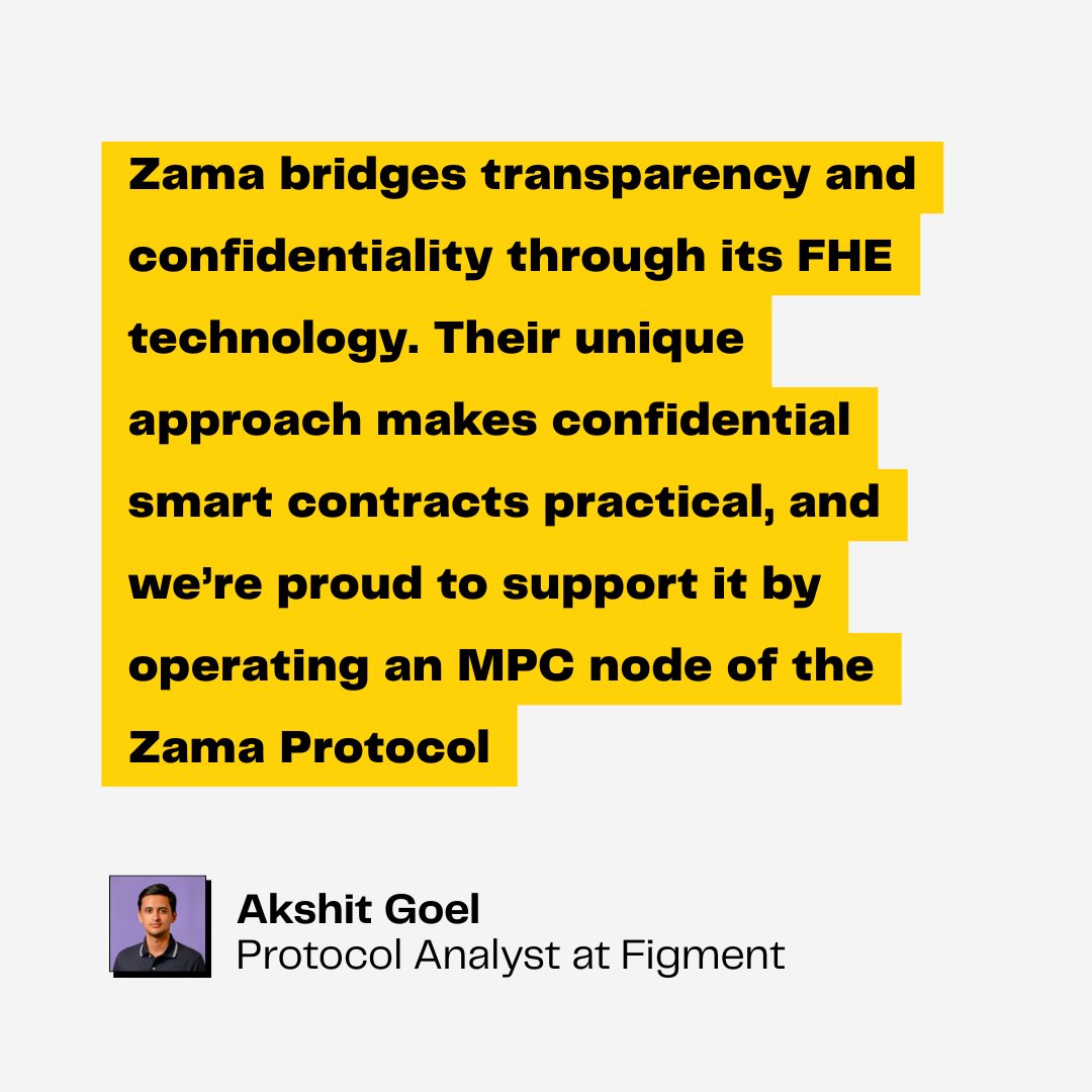 Big news, <a href="/zama_fhe/">Zama</a> first protocol operator is <a href="/Figment_io/">Figment</a>.

Figment runs one of the largest staking platforms out there, securing billions and supporting over a thousand customers.

In the Zama Protocol, operators like Figment play a key role in keeping everything private and